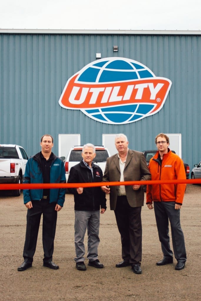 Pictured from Left to Right: Ben Cook – Trailer Sales Manager, Valley Equipment Ltd. | Terry Keating – Mayor of Salisbury | Peter Cook – President of Valley Equipment Ltd | Caleb Cook – Vice President of Valley Equipment Ltd. 